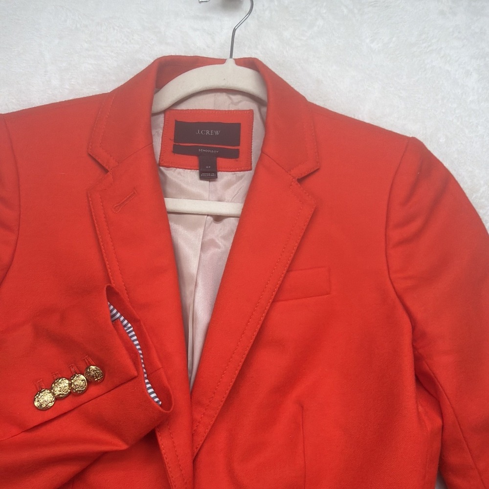 J.Crew Schoolboy Blazer Women's 2P Red Wool Gold Button Career Preppy Jacket